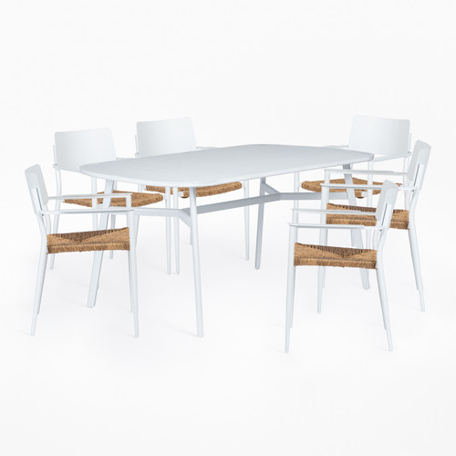  Industrial-style 7pcs PE rattan Aluminum Dinning set