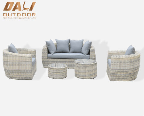 5 pcs Garden PE round/half round rattan sofa sets 
