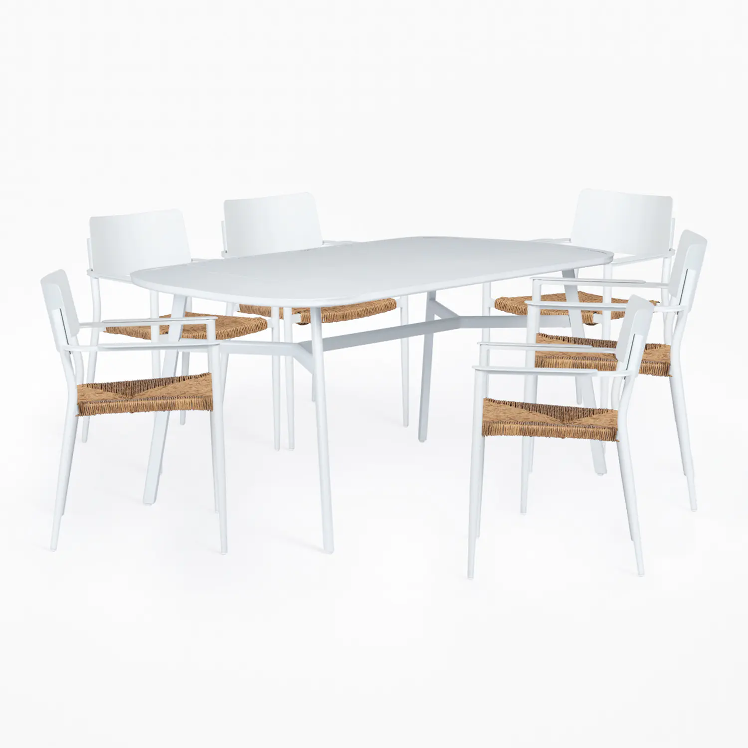  Industrial-style 7pcs PE rattan Aluminum Dinning set