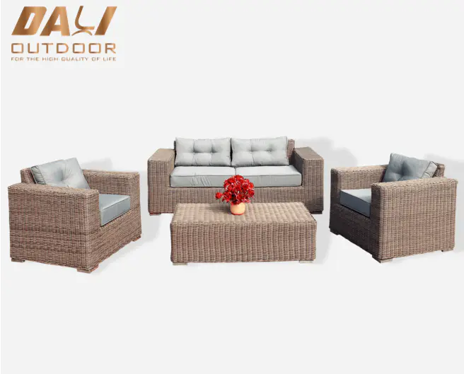 4 pcs  Modern Wicker Outdoor Rattan Furniture Garden Patio Gas Fire Sofa Set