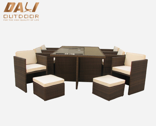Square Rattan Table Bar Set 