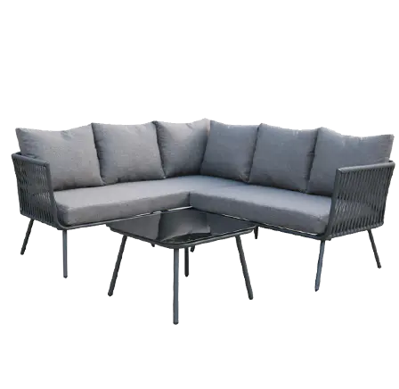 Outdoor garden luxury Rattan furniture wicker couch conversation corner sectional sofa with cushion